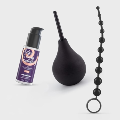CRUSHIOUS ANAL THRILL ANAL DOUCHE 90ML WITH ANAL LUBRICANT 50ML AND 10 BEAD ANAL CHAIN