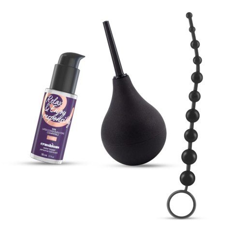CRUSHIOUS ANAL THRILL ANAL DOUCHE 90ML WITH ANAL LUBRICANT 50ML AND 10 BEAD ANAL CHAIN