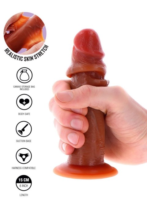 Silicone Foreskin Dong 15 cm Caramel skin tone