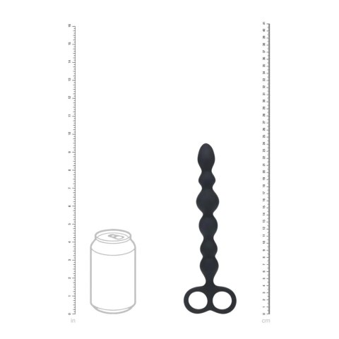 Beaded Silicone Anal Probe with Double Loop - Black