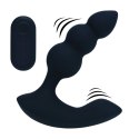 Dual Motor Remote Control Beaded Vibrating Liquid Silicone Prostate Stimulator - Black