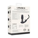 Dual Vibrating Remote Rotating Beads Silicone Prostate Stimulator with Cock and Ball Ring - Black