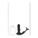Dual Vibrating Remote Rotating Head Silicone Prostate Stimulator with Cock and Ball Ring - Black