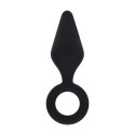 Silicone Anal Plug with Loop - L - Black