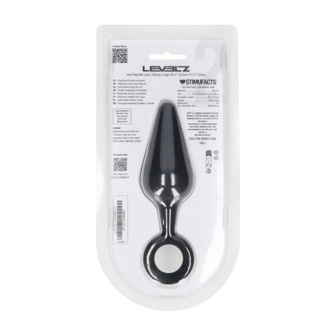 Silicone Anal Plug with Loop - L - Black