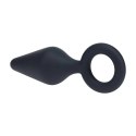 Silicone Anal Plug with Loop - L - Black