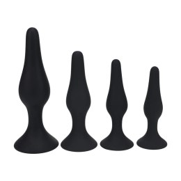 Slim Silicone Anal Plug Set of 4 - S/M/L/XL - Black
