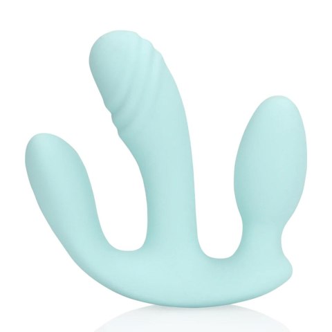 Three-In-One Liquid Silicone Vibrator - Breezy Blue