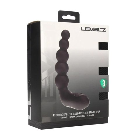 Vibrating Heating Bendable Tapping Beaded Silicone Prostate Stimulator - Black