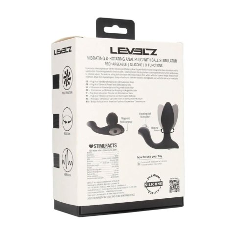 Vibrating and Rotating Silicone Anal Plug with Ball Stimulator - Black