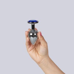 BLUE JEWELLED METAL BUTT PLUG L