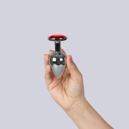 RED JEWELLED METAL BUTT PLUG L