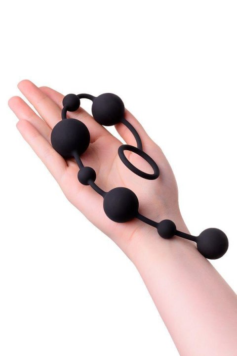 Anal beads Toyfa A-toys Coron, with balls, silicone, black, 35,9 cm