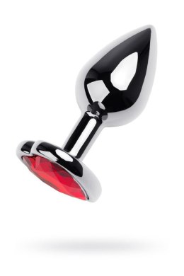 Silver anal plug with pink gem heart-shaped