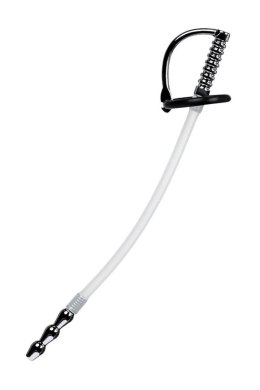 Urethral catheter TOYFA Metal, with replaceable securing rings, silicone, silver, 23cm