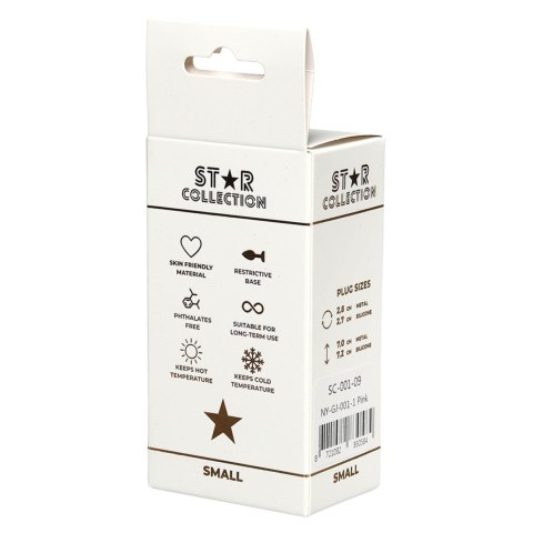 Star Collection - Pink Silicone Anal Plug S - Purple Stone