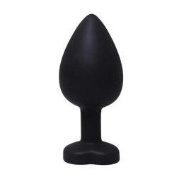 Black large heart-shaped butt plug with white crystal