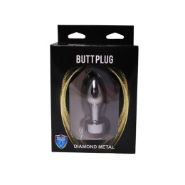 Silver Butt Plug with Red Diamond