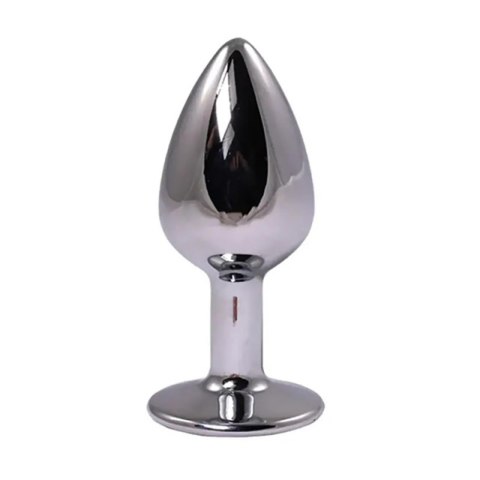 Silver Large Butt Plug with Red Diamond