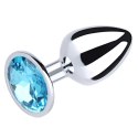 Silver Small Butt Plug with Blue Diamond