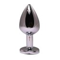 Silver small heart-shaped butt plug with black crystal