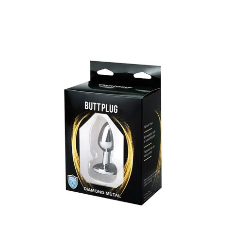 Silver small heart-shaped butt plug with black crystal