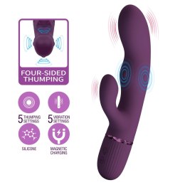 Pretty Love Zach Purple - Four-Sided Thumping Rabbit Vibrator
