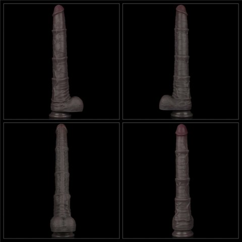 16'' Dual Layered Bendable Silicone Cock XXL(Black)