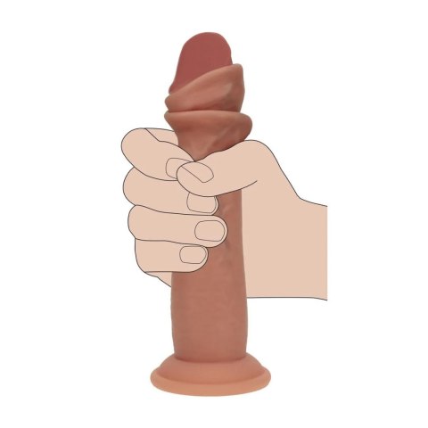 Dual Density Silicone Realistic Sliding Skin Dildo - 8" / 20,5 cm - Tan