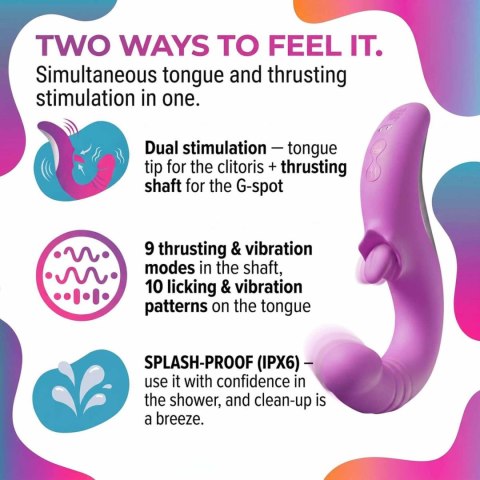 Good Vibes Only - Thrusting Tongue - Pink - PodwójnaStymulacjia 55dB