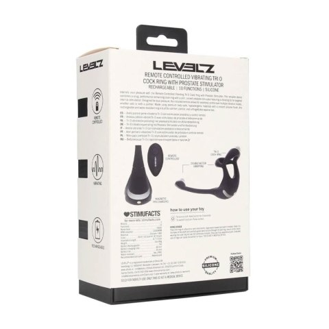 Remote Control Vibrating Silicone Tri O Cockring with Prostate Stimulator - Black